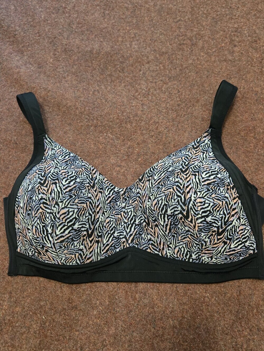 Rhonda Shear Molded Cup Bra In Black Pink Gray Zebra Print Size 2X